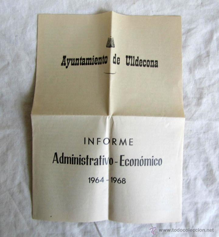 Documentos antiguos: Informe Administrativo-Econ&oacute;mico 1954-1968 Ayuntamiento Ulldecona
