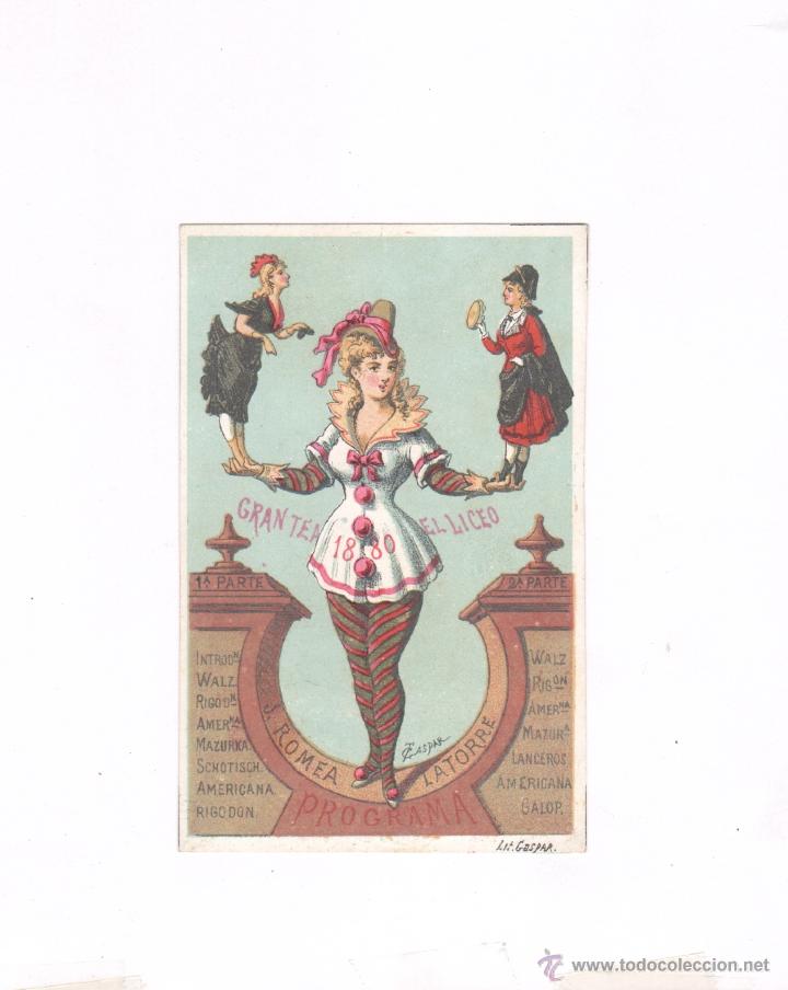 Documentos antiguos: TEATRO DEL LICEO, PROGRAMA, 1880, 8X12 CM. - Foto 1
