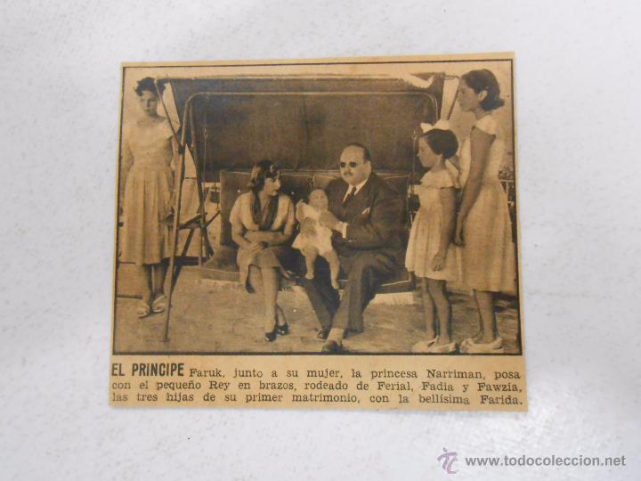 Documenti antichi: RECORTE DE REVISTA EL PRINCIPE FARUK JUNTO A SUM JUJER LA PRINCESA NARRIMAN. TDKP3