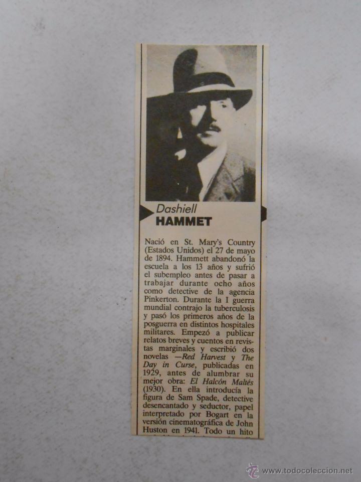 Documentos antiguos: RECORTE DE REVISTA DASHIELL HAMMET. TDKP3 - Foto 1