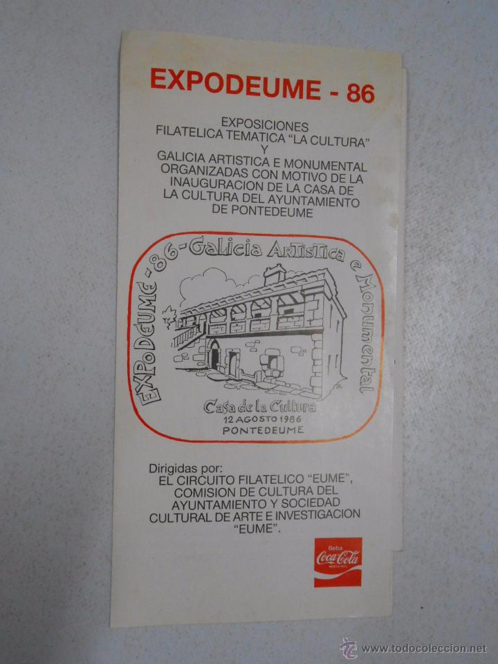 Documents Anciens: FOLLETO EXPODEUME 86. CASA DE LA CULTURA DE POTEDEUME. GALICIA ARTISTICA. 12 AGOSTO DE 1986. TDKP4