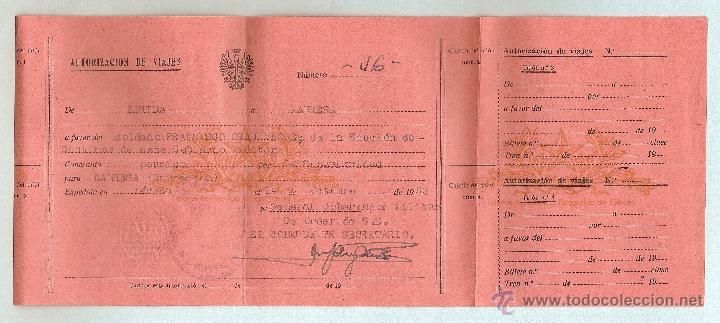 Documentos antiguos: AUTORIZACI&Oacute;N DE VIAJES DE UN SOLDADO DE LERIDA A MANRESA, A&Ntilde;O 1953