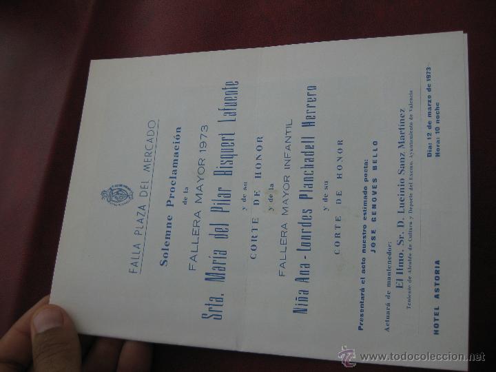 Documentos antiguos: PROCLAMACION FALLERA MAYOR 1973 PLAZA MERCADO - Foto 1
