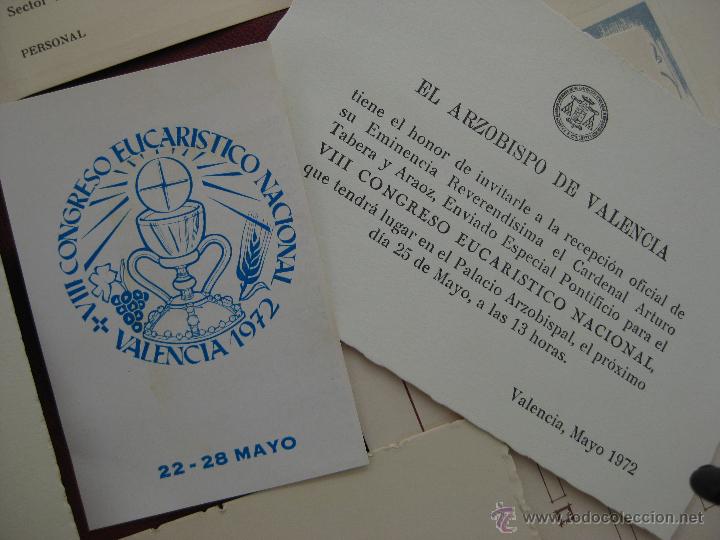 Documentos antiguos: DOCUMENTOS INVITACION VIII CONGRESO EUCARISTICO NACIONAL VALENCIA 1972 - Foto 2