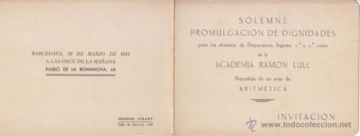 Documenti antichi: D&Iacute;PTICO DE LA PROMULGACI&Oacute;N DE DIGNIDADES ACADEMIA RAM&Oacute;N LULL. BARCELONA 1934