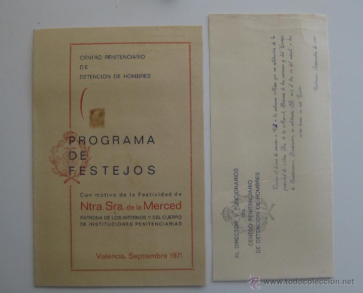 Documentos antiguos: PROGRAMA DE FESTEJOS NUESTRA SE&Ntilde;ORA DE LA MERCED VALENCIA CARCEL PENITENCIARIA 1971 CENTRO - Foto 1