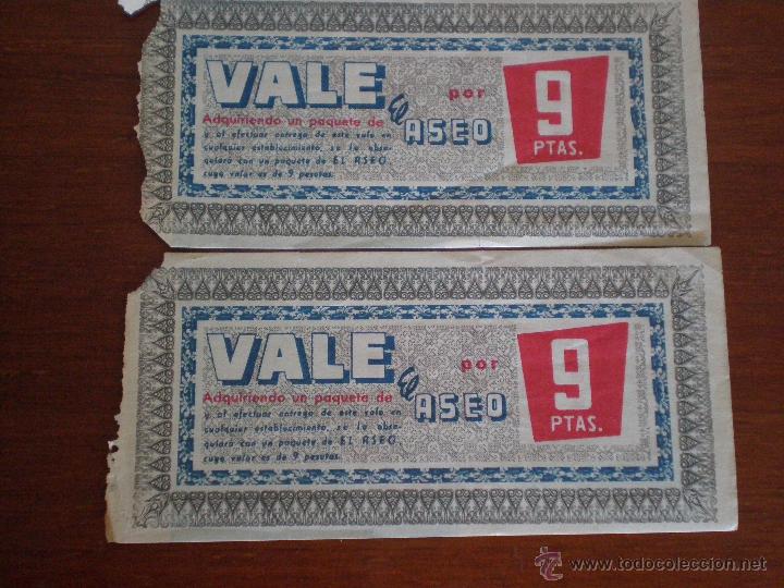 Old Documents: VALENCIA 2 VALES DESCUENTO EL ASEO LAVA BLANCO LUMINOSO. HIJOS DE AGUSTIN SORIANO. A&Ntilde;OS 60. JABONES