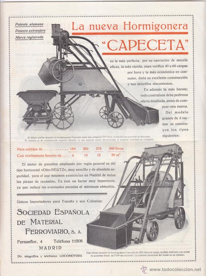 Documenti antichi: D&Iacute;PTICO PUBLICITARIO. HORMIGONERA CAPECETA. MAQUINARIA.