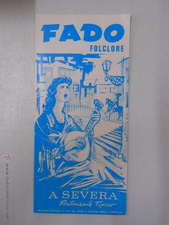 Documentos antigos: FOLLETO FADO FOLCLORE. A SEVERA. RESTAURANTE TIPICO. LISBOA. PORTUGAL. TDKP5