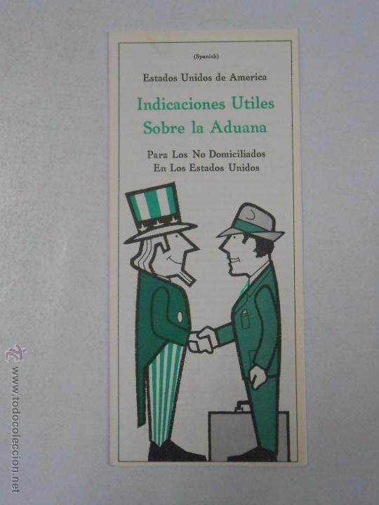 Documentos antiguos: folleto de indicaciones utiles sobre la aduana de estados unidos de america. 1965. tdkp5