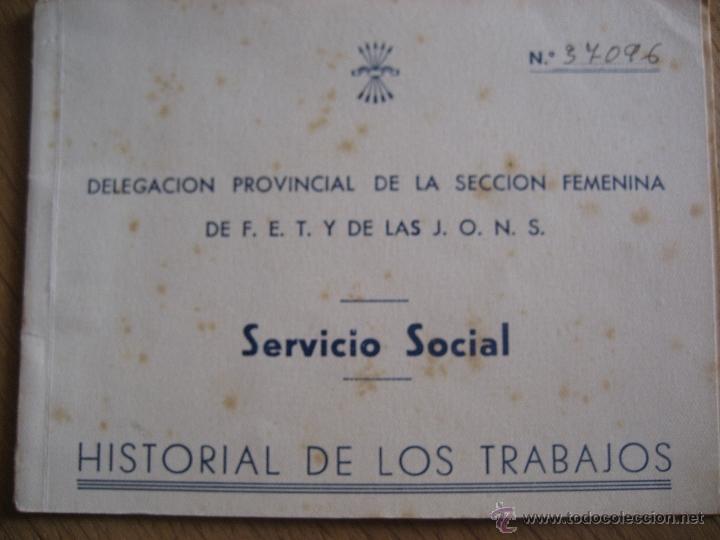 Documentos antiguos: Falange Espa&ntilde;ola Tradicionalista. Libreta de Historial de los trabajos. Barcelona 1954