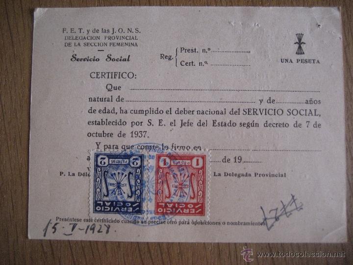 Documentos antiguos: Falange Espa&ntilde;ola Tradicionalista. Certificado deber cumplido. Barcelona 1953