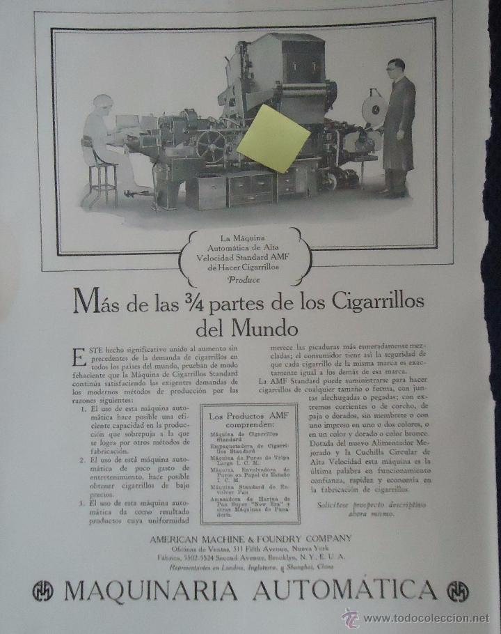 Documentos antiguos: publicidad maquinaria agricola cigarros tabaco agricultura liadora fumar puros habanos cigarrillos