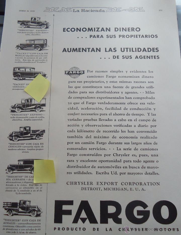 Documentos antiguos: publicidad coche chrysler fargo vehiculo motor automovil carretera conducir carroceria rueda auto