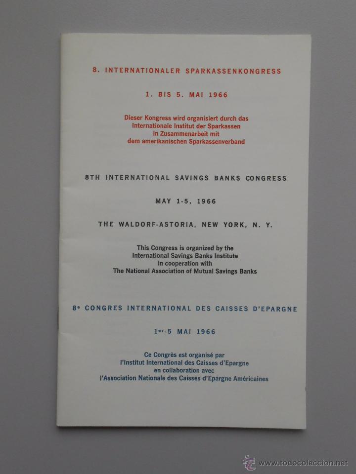Documents Anciens: PROGRAMA DEL OCTAVO 8TH. INTERNATIONAL SAVINGS BANK CONGRESS. 1966. NUEVA YORK. TDKP5