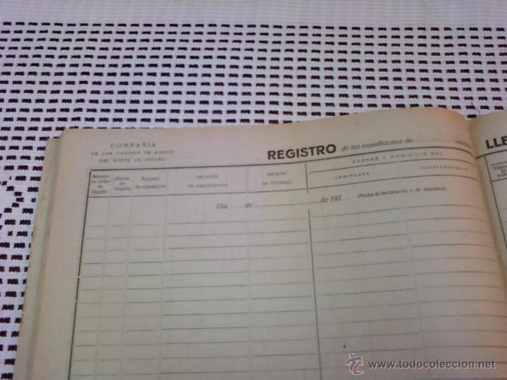 Documentos antiguos: LIBRO REGISTRO LLEGADAS DE MERCANCIAS .COMPA&Ntilde;IA CAMINOS DE HIERRO DEL NORTE DE ESPA&Ntilde;A - Foto 2