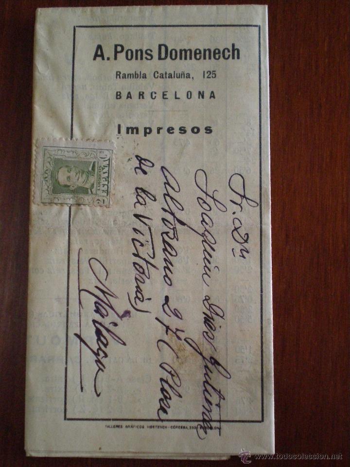 Old Documents: 1930 BARCELONA. PROPAGANDA A. PONS DOMENECH PRODUCTOS VEGETALES NATURALES, PAPEL Y LACRES. IMPRESOS