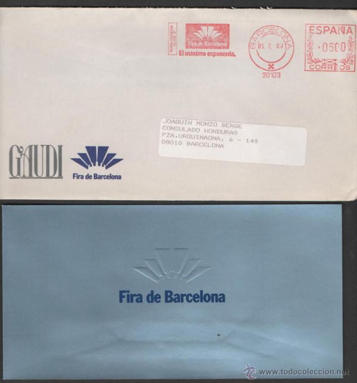 Documentos antiguos: SOBRE E INVITACION FIRA BARCELONA GAUDI 1989 ORIGINAL DESTINATARIO CONSULADO HONDURAS