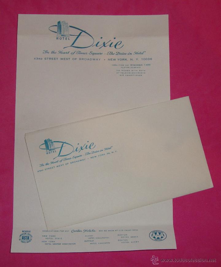Documentos antiguos: ANTIGUO SOBRE Y CARTA HOTEL DIXIE NEW YORK - Foto 1