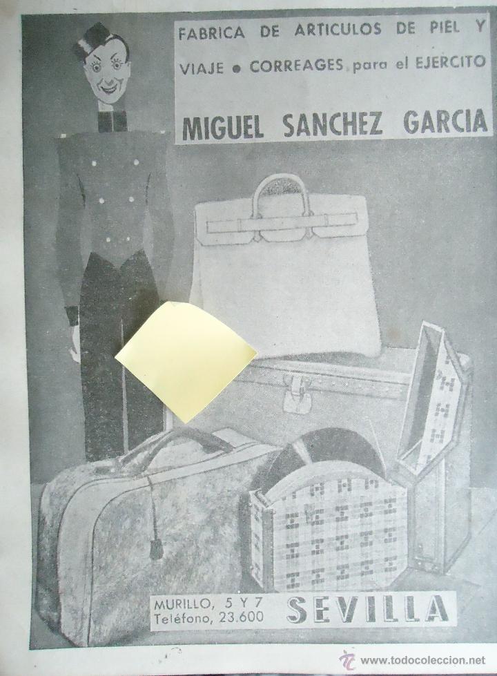 Documentos antiguos: publicidad articulos piel maletas correages ejercito sevilla andalucia miguel sanchez guerra civil