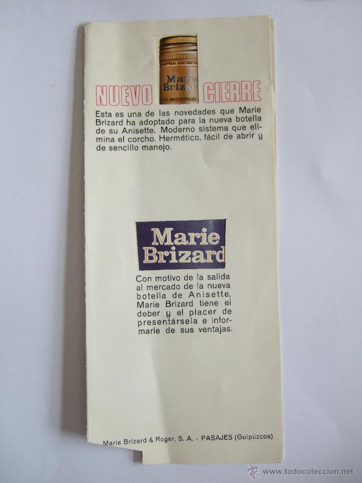 Documentos antiguos: PUBLICIDAD ANIS ANISETTE MARIE BRIZARD PRESENTANDO EL NUEVO CIERRE DE LA BOTELLA