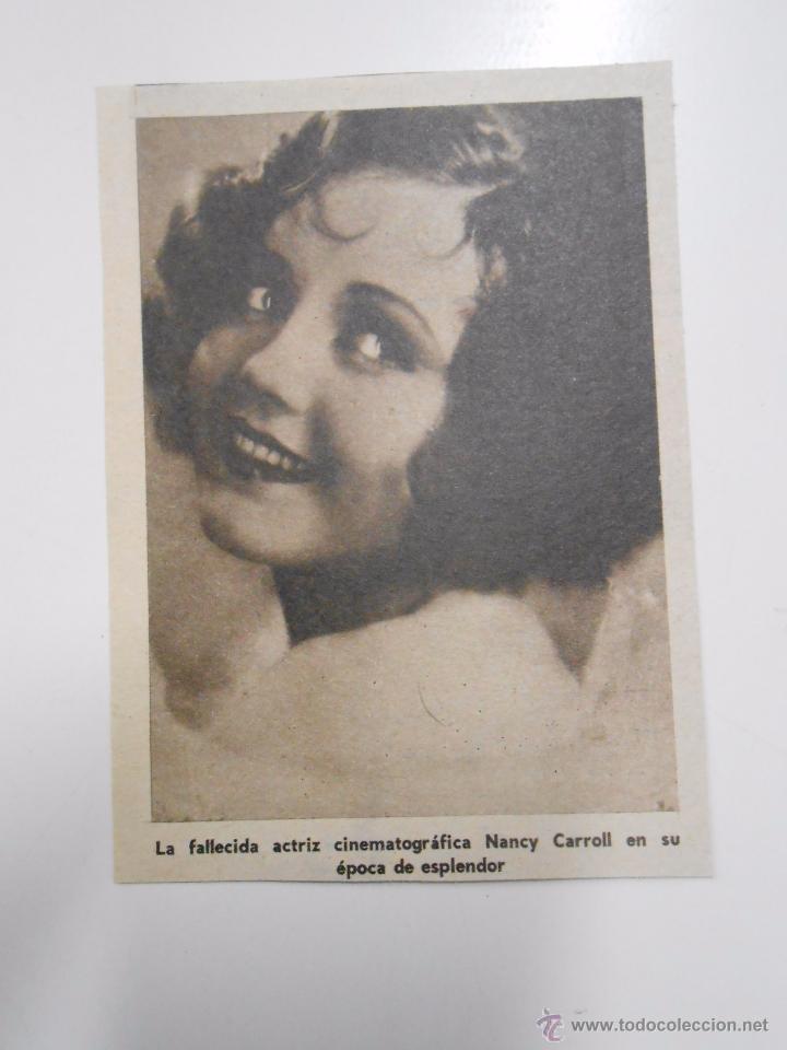 Documentos antiguos: RECORTE DE REVISTA NANCY CARROLL. TDKP6 - Foto 1