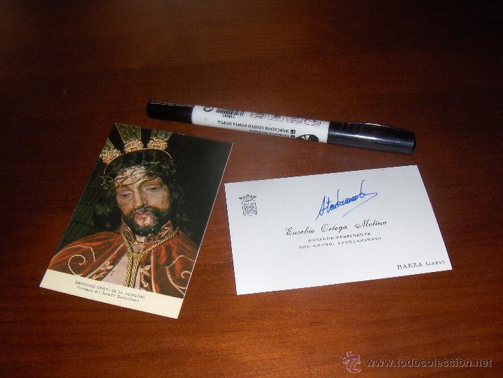 Documentos antiguos: TARJETA PERSONAL DE EUSEBIO ORTEGA MOLINA, ALCALDE Y PRESIDENTE DEL EXCMO AYTO DE BAEZA, JAEN.