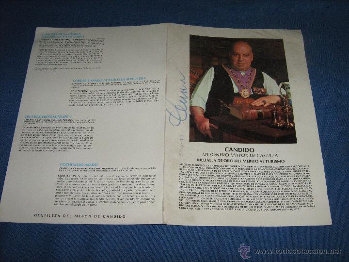 Documentos antiguos: FOLLETO DEL LIBRO LA COCINA ESPA&Ntilde;OLA POR CANDIDO CON LA FIRMA AUTOGRAFO DEL AUTOR - 1979