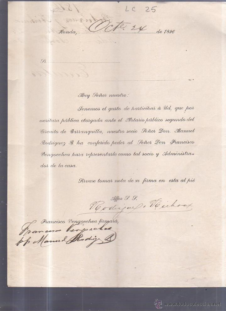 Documentos antiguos: CIRCULAR.HONDA.1896.FRANCISCO VERPECLER. - Foto 1