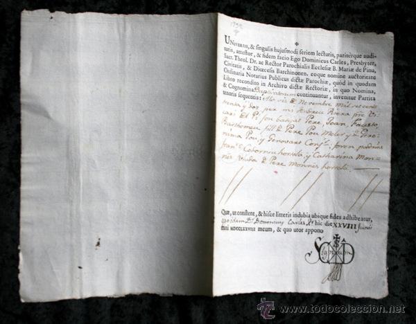Documentos antiguos: 1778 - PARTIDA BAUTISMO - BARCELONA - Foto 1