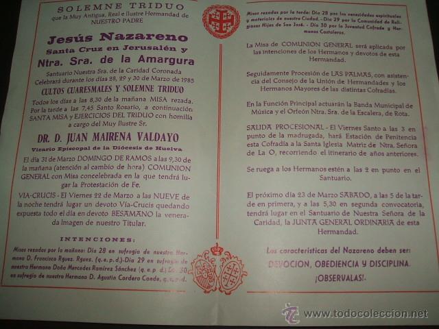 Documentos antiguos: SANLUCAR DE BARRAMEDA CADIZ SEMANA SANTA PROGRAMA - Foto 2