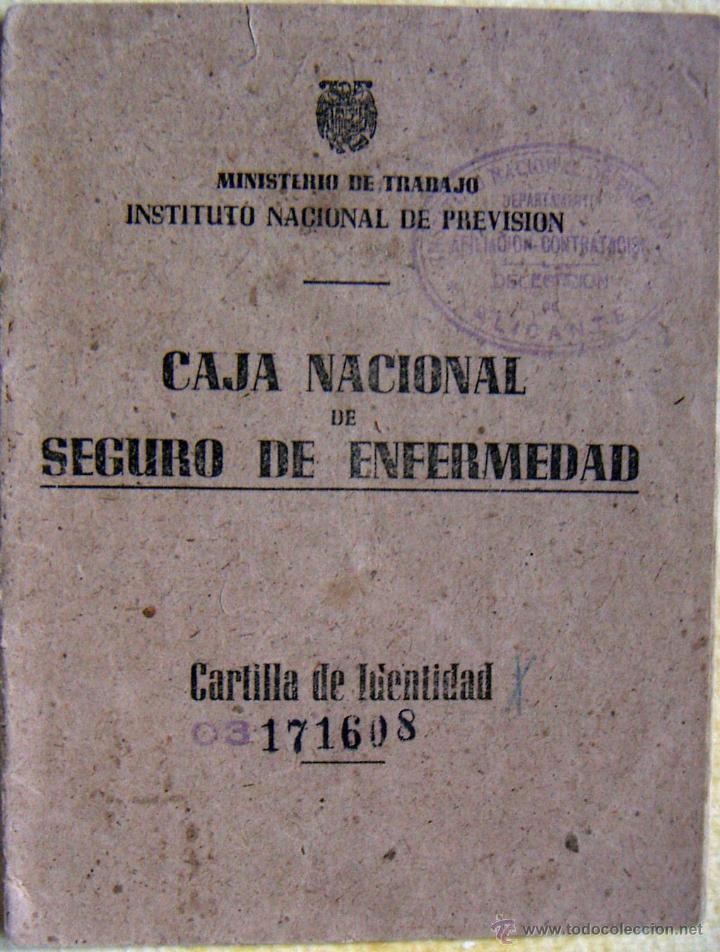 Documentos antiguos: CARTILLA CAJA NACIONAL DE SEGURO DE ENFERMEDAD - PROFESION Tejedora .A&Ntilde;O 1953
