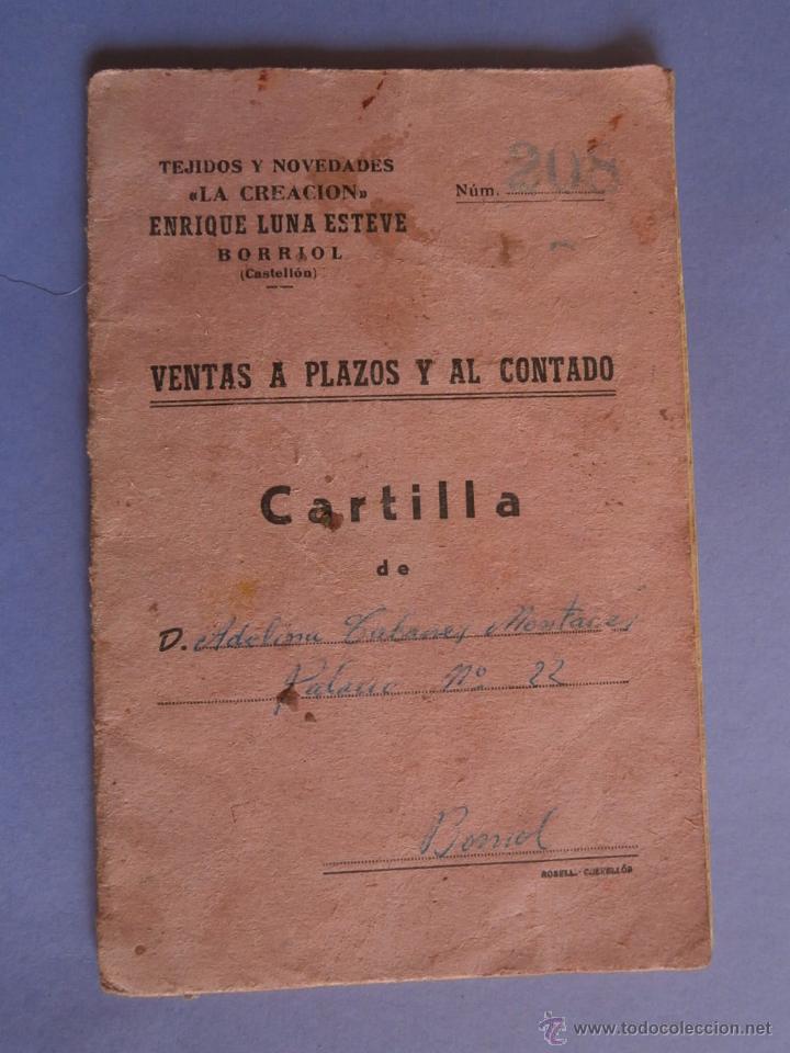 Documentos antiguos: cartilla - venta aplazos y al contado - borriol (castellon)