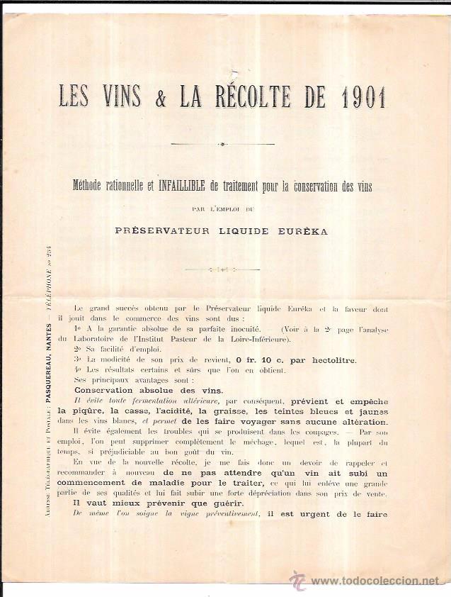 Documentos antiguos: LISTA DE PRECIOS. VINOS Y COSECHA DE 1901. - Foto 1