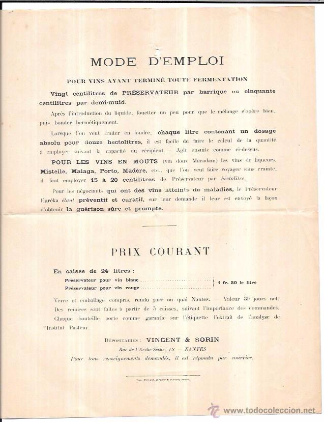 Documentos antiguos: LISTA DE PRECIOS. VINOS Y COSECHA DE 1901. - Foto 3