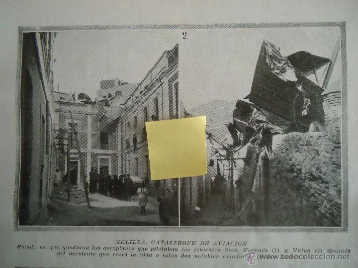 Documentos antiguos: accidente aviacion melilla guerra marruecos avion militar soldado ejercito aeroplano aire vuelo