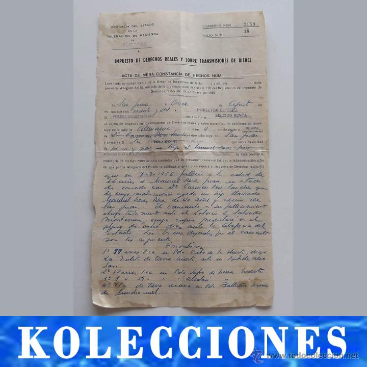 Documentos antiguos: 1959, Acta de mera constancia de hechos - Foto 1 - 54367324