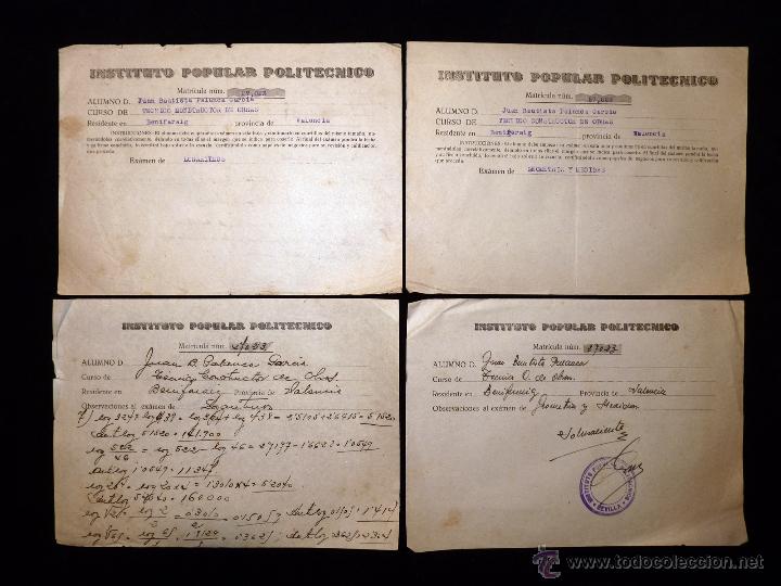 Documentos antiguos: LOTE DE DOCUMENTOS INSTITUTO POPULAR POLIT&Eacute;CNICO. SEVILLA 1952 - Foto 4