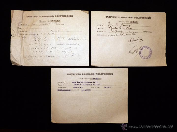 Documentos antiguos: LOTE DE DOCUMENTOS INSTITUTO POPULAR POLIT&Eacute;CNICO. SEVILLA 1952 - Foto 6