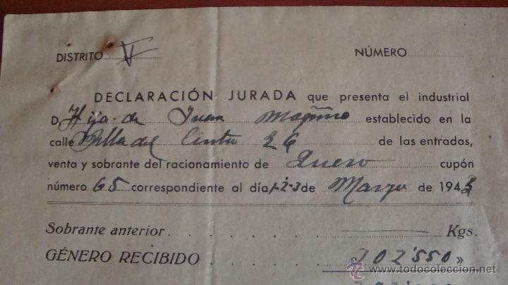 Documentos antiguos: RACIONAMIENTO A&Ntilde;O 1.943 - Foto 2
