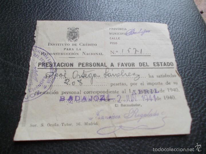 Documentos antiguos: prestacion personal a favor del estado