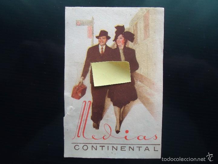 Documentos antiguos: etiqueta publicidad espa&ntilde;ola vintage art deco medias continental lenceria licra femenina mujer moda
