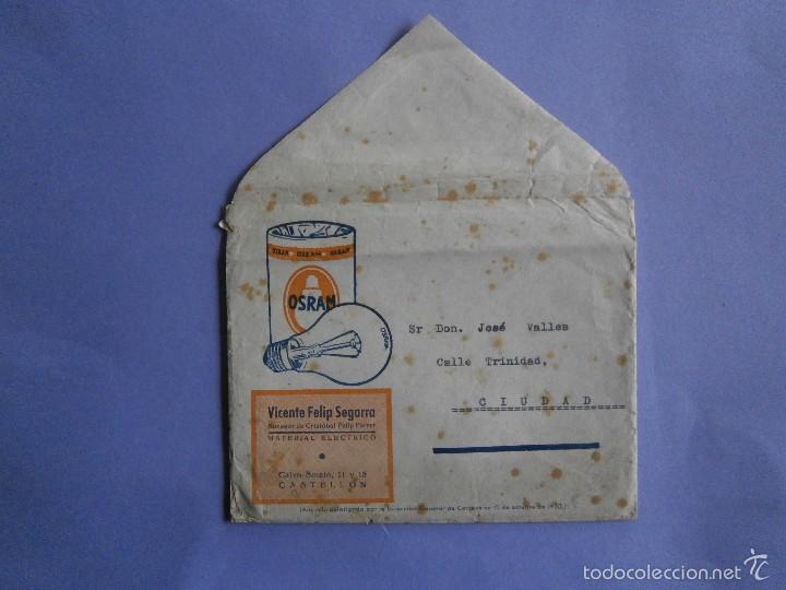 Documents Anciens: sobre  de vicente felip segarra  material electrico  castellon