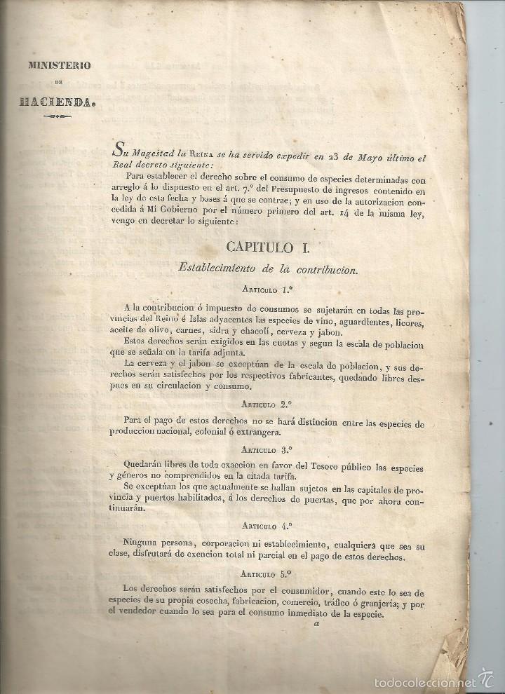 Documentos antiguos: 1845 - VINO AGUARDIENTES LICORES ACEITE DE OLIVA CARNES SIDRA CHACOL&Iacute; CERVEZA JAB&Oacute;N