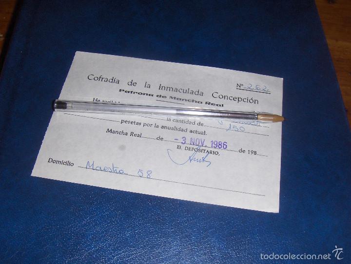 Documentos antiguos: COFRADIA DE LA INMACULADA CONCEPCION PATRONA DE MANCHA REAL, JAEN. ANUALIDAD.