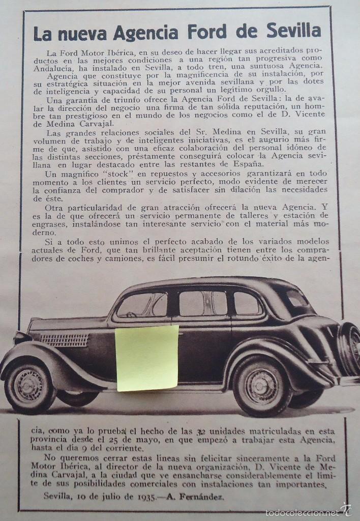 Documentos antiguos: publicidad dise&ntilde;o vintage art deco vehiculo coche automovil ford sevilla motor conducir vehiculo