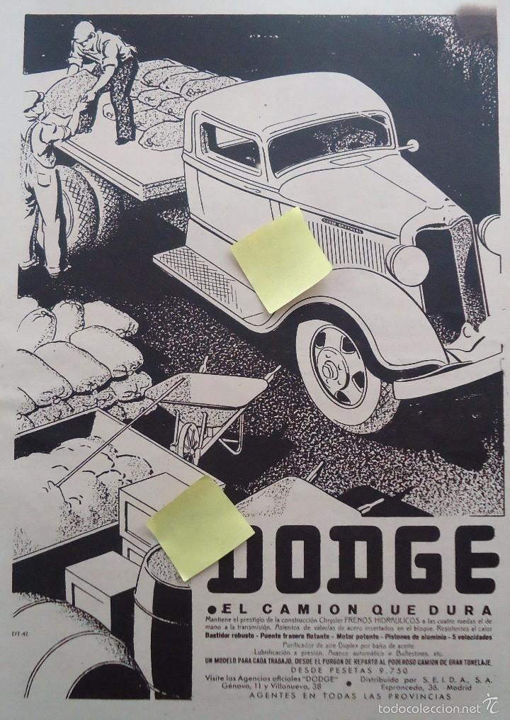Documentos antiguos: publicidad dise&ntilde;o vintage art deco vehiculo coche automovil dodge camion motor conducir vehiculo