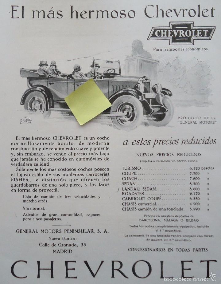 Documentos antiguos: publicidad dise&ntilde;o vintage art deco vehiculo coche automovil chevrolet general motors conducir