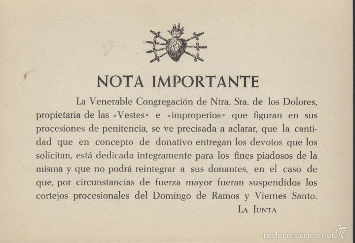 Documentos antiguos: nota informativa de la venerable congregacion de la virgen de los dolores de manresa
