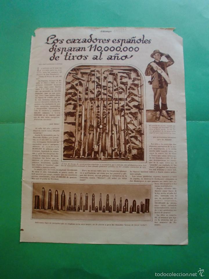 Documentos antiguos: LOS CAZADORES ESPA&Ntilde;OLES DISPARAN 110.000.000 DE TIROS AL A&Ntilde;O - 14/3/1931